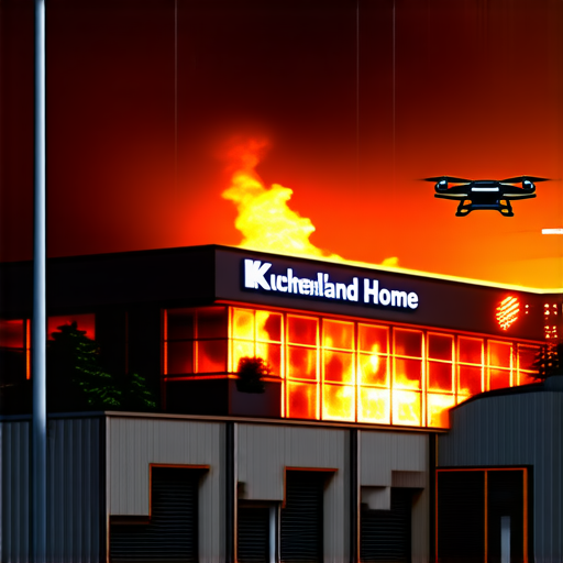 В Краснодаре после атаки дронов горит склад Kuchenland Home