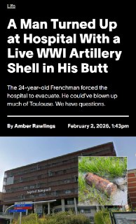 Во Франции извлекли артиллерийский снаряд из прямой кишки пациента