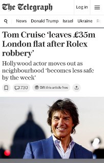 Том Круз переехал из Лондона из-за участившихся ограблений