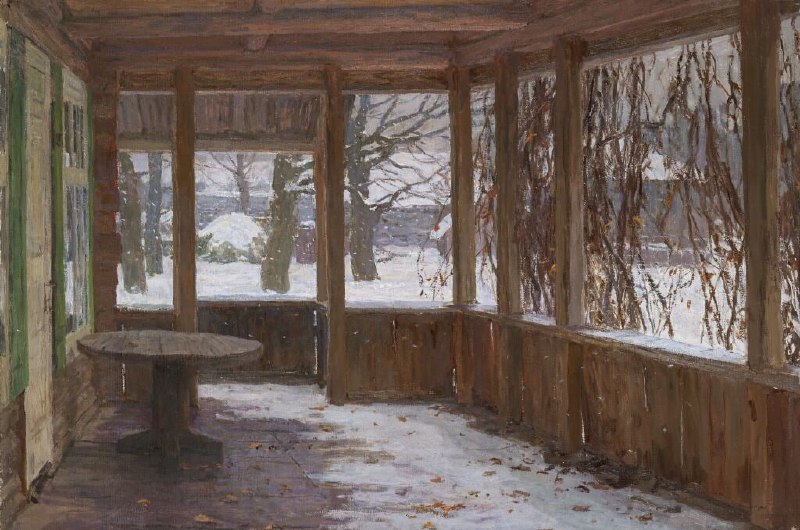 Картина Алексея Грицая "Веранда. Снег идет"