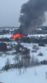 Крупный пожар на стройке в Красногорске
