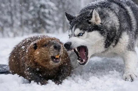 Хаски загрызла редкого бобра в Москве