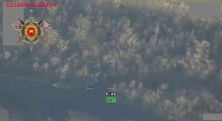 Уничтожение украинской САУ "Ланцетом"