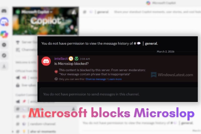 Microsoft закрыла Discord-сервер после запрета слова "Microslop"