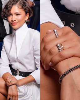 Зендея показала обручальное кольцо на показе LV