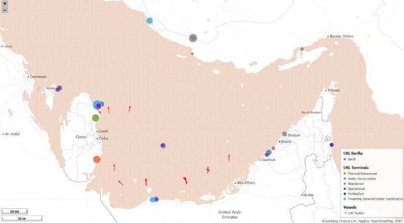 Фрахт газовозов в Персидском заливе вырос более чем в два раза на фоне конфликта в Иране