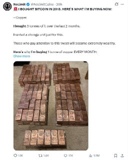 Инвестор в биткоин скупает медь на фоне прогноза дефицита к 2040 году