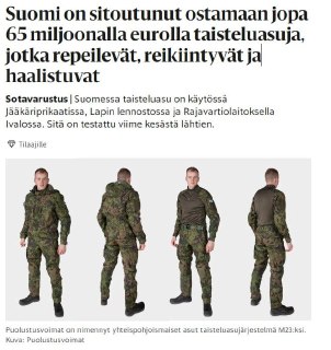 Финская военная форма за 65 млн евро рвется после носки