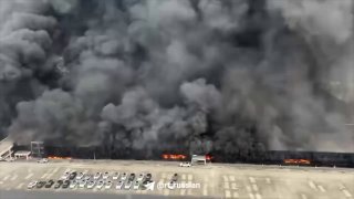 Пожар на стоянке электрокаров BYD в Китае