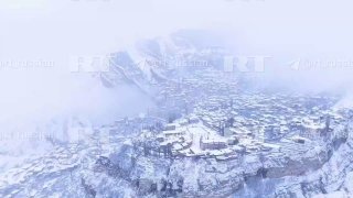 Вид на Гунибскую крепость в Дагестане с воздуха