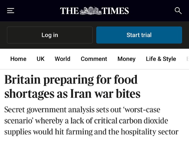 Британия готовится к дефициту продовольствия из-за конфликта в Иране