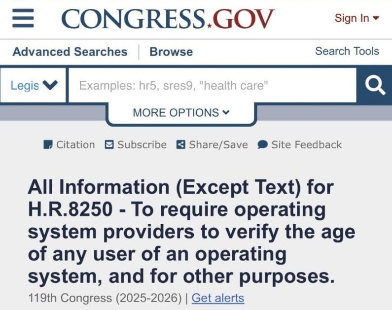 В Конгресс США внесен законопроект о принудительной верификации возраста пользователей в ОС