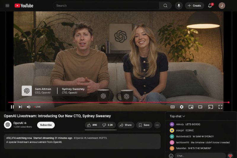 Сидни Суини становится техническим директором OpenAI