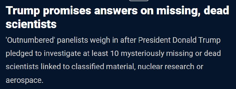 Трамп пообещал разобраться с загадочными смертями ученых США