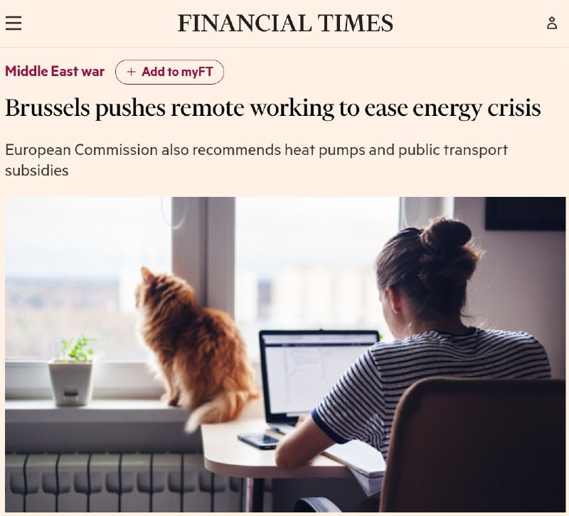В ЕС призывают перейти на удалённую работу для экономии энергии