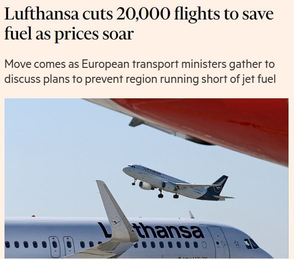 Lufthansa отменит часть рейсов из-за роста цен на топливо на фоне войны в Иране