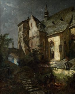 Монахи при закапывании золотого сундука при лунном свете, 1869.