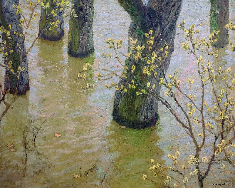 В Русском музее представлена картина Алексея Грицая «Ива цветёт. Большая вода»