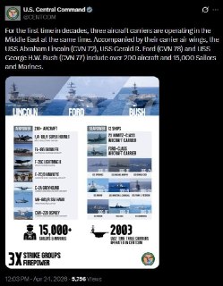США одновременно развернули три авианосца на Ближнем Востоке