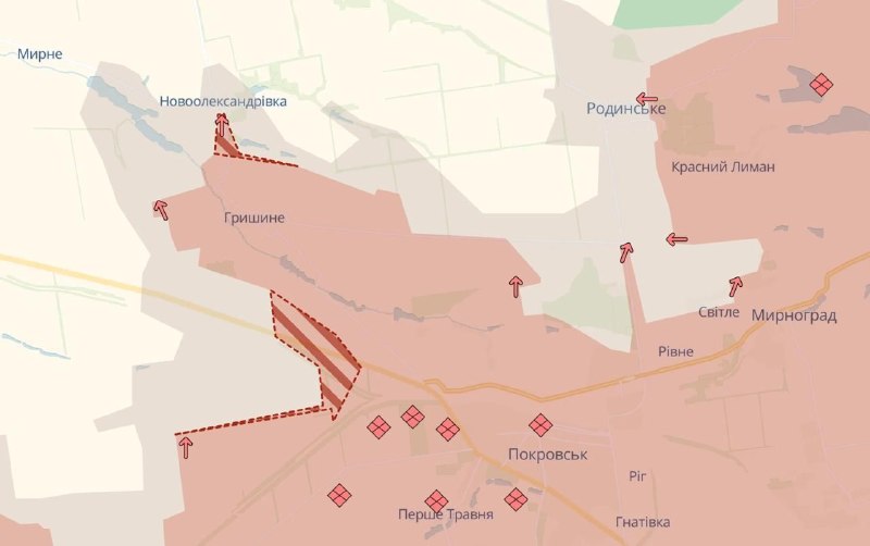 DeepState: продвижение российской армии вблизи Покровска