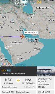 Бомбардировщик B-52H направился в сторону Персидского залива через Саудовскую Аравию