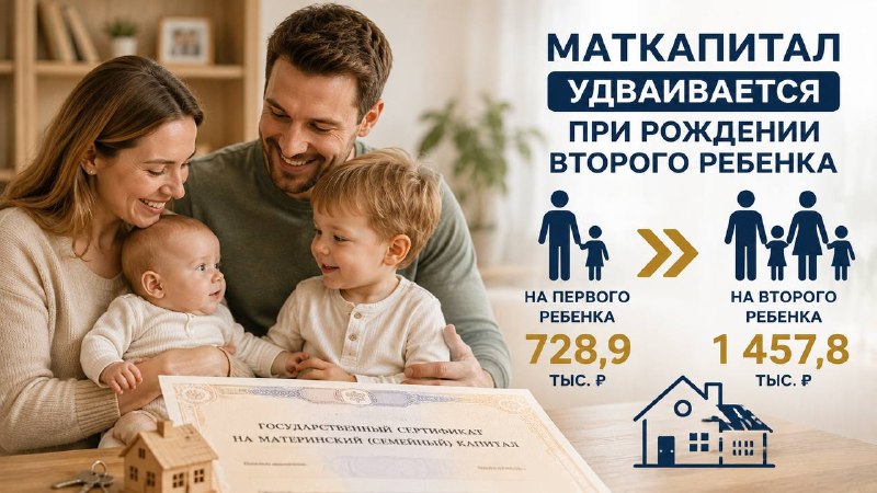 В России предложили вдвое увеличить маткапитал за второго ребёнка
