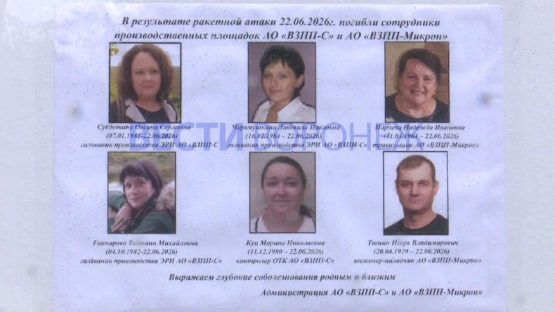 В Воронеже в результате удара по оборонному предприятию погибли шесть человек