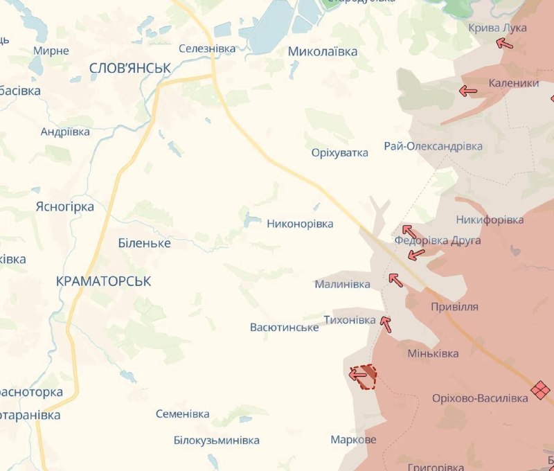 Продвижение российских войск в районе Новомарково