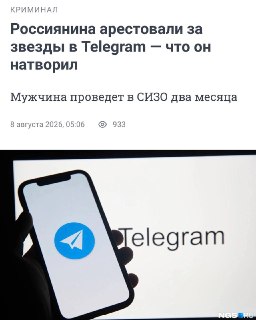 Россиянина отправили в СИЗО за донаты через Telegram-звёзды