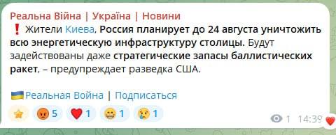 Украинские СМИ предупреждают о возможном массированном ударе по Киеву в ближайшие 48 часов