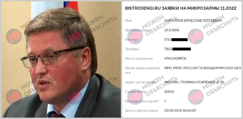 В утечках баз МФО обнаружены сведения о многочисленных микрозаймах судьи ВС РФ Вячеслава Кириллова