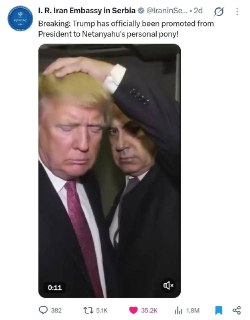 Посольство Ирана в Сербии обозвало Трампа «личным пони Нетаньяху»