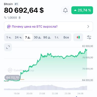Биткоин преодолел отметку в 80 000 долларов