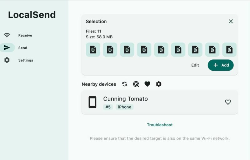 Сервис LocalSend для передачи файлов без интернета