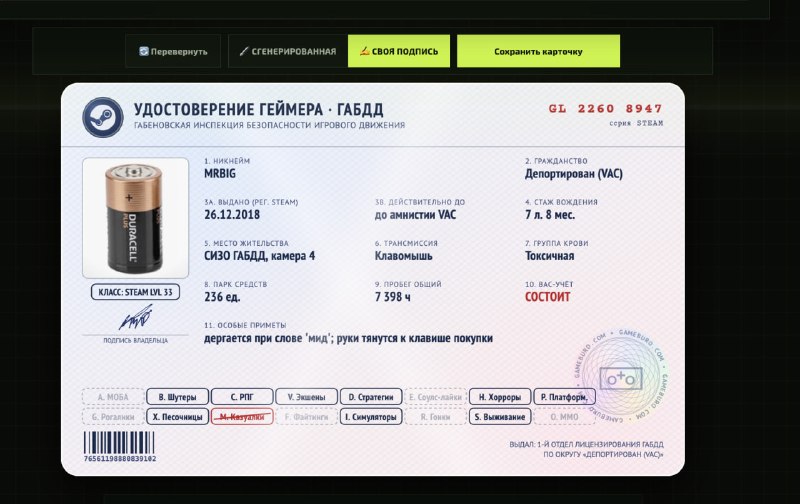 Появился сайт для анализа психотипа геймера через профиль Steam
