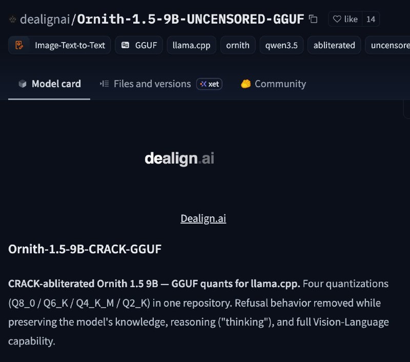 Запуск локальной ИИ-модели Ornith-1.5 9B на смартфонах