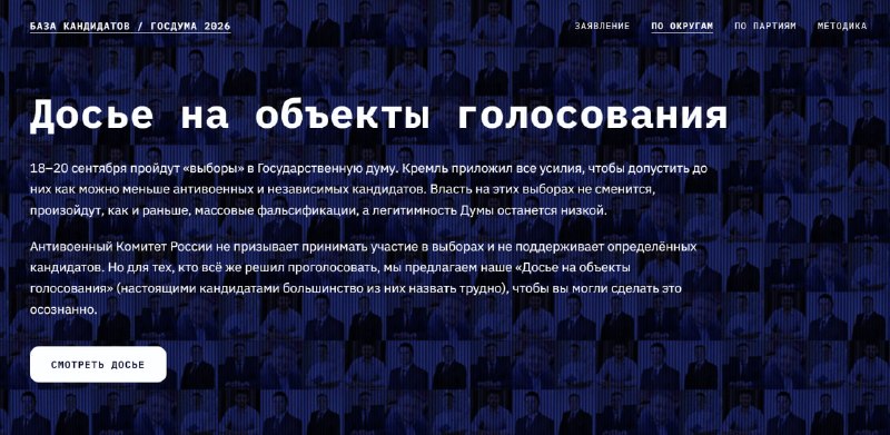 «Антивоенный комитет» создал сайт с досье на кандидатов в Госдуму