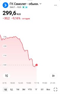 Акции застройщика «Самолет» рухнули на 10% за день и на 70% с начала года