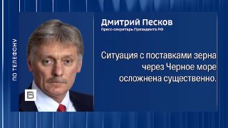 Песков заявил об осложнении поставок зерна через Черное море из-за действий Киева