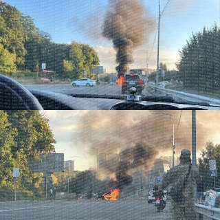 В Киеве сбитый дрон-камикадзе упал на автомобиль, есть жертвы