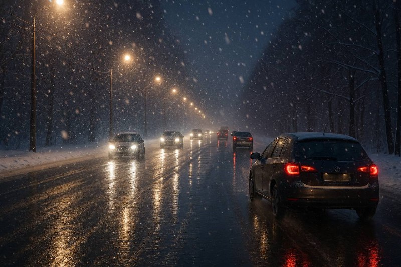 ❗️С вечера до завтрашнего утра в Подмосковье ожидаются мокрый снег и гололедица — предупреждает МЧС