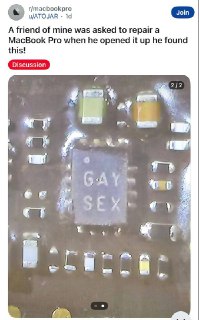 Забавный случай с MacBook: пользователь обнаружил надпись на чипе после ремонта