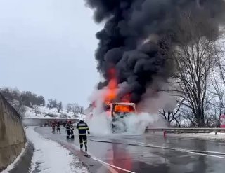 Автобус загорелся в Румынии